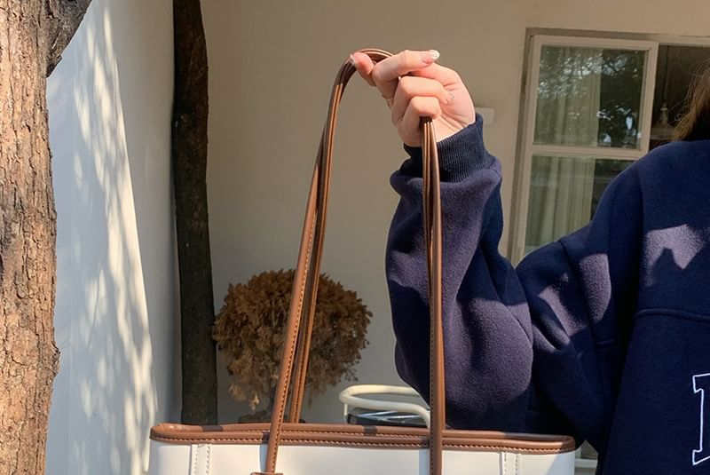 Bag Plain Faux Tote Leather