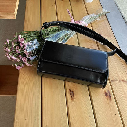 Crossbody Plain Faux Leather Flap Bag