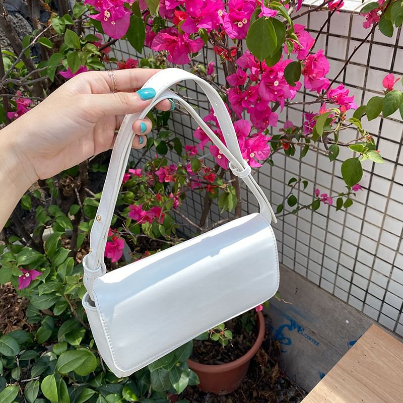 Crossbody Plain Faux Leather Flap Bag