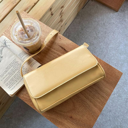 Crossbody Plain Faux Leather Flap Bag