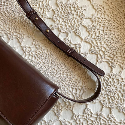 Crossbody Plain Faux Leather Flap Bag