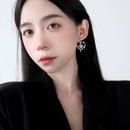 Sterling Silver Drop 925 Heart Earring