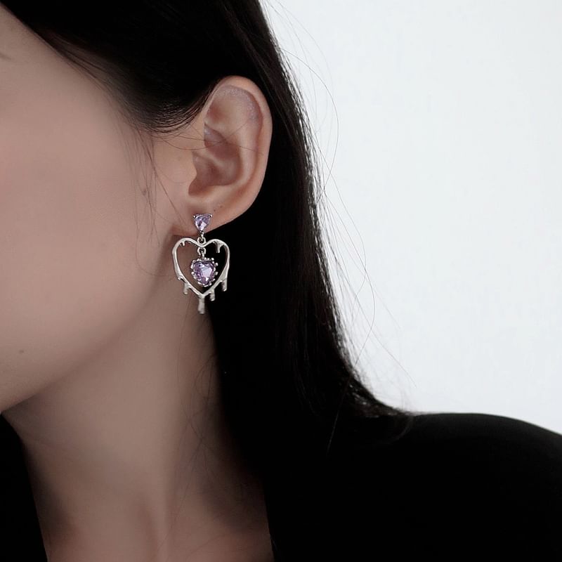 Sterling Silver Drop 925 Heart Earring