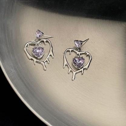 Sterling Silver Drop 925 Heart Earring