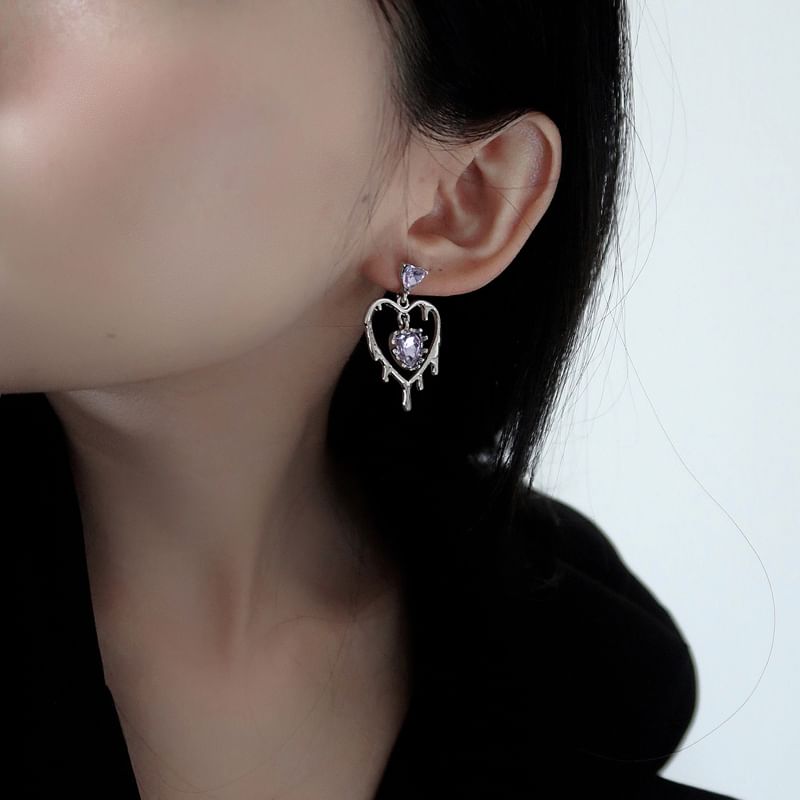 Sterling Silver Drop 925 Heart Earring