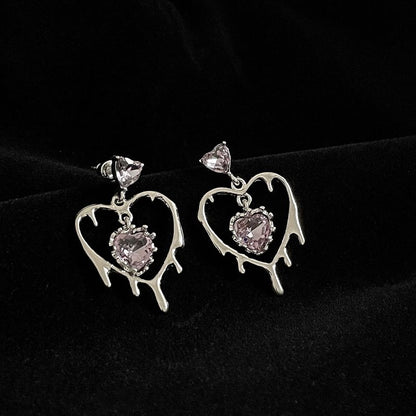 Sterling Silver Drop 925 Heart Earring