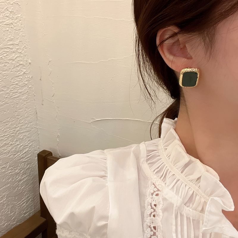 Stud Sterling Earring Silver 925 Square