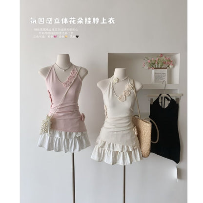 Top Crochet Plain Floral Halter