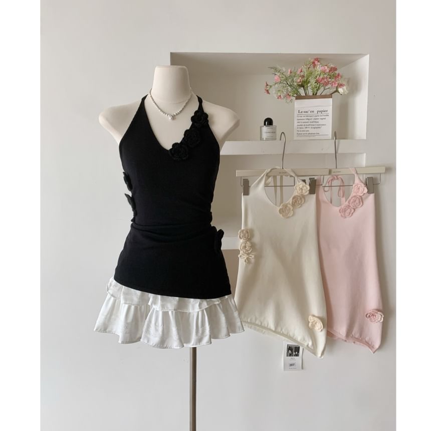 Top Crochet Plain Floral Halter