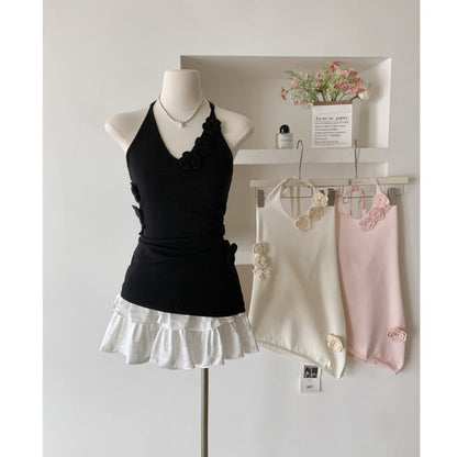 Top Crochet Plain Floral Halter