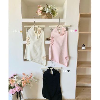 Top Crochet Plain Floral Halter