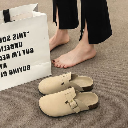 Plain Buckled Platform Mules