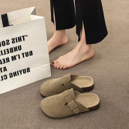 Plain Buckled Platform Mules