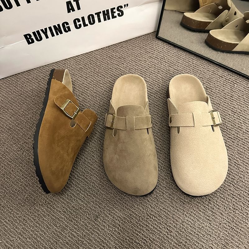 Plain Buckled Platform Mules