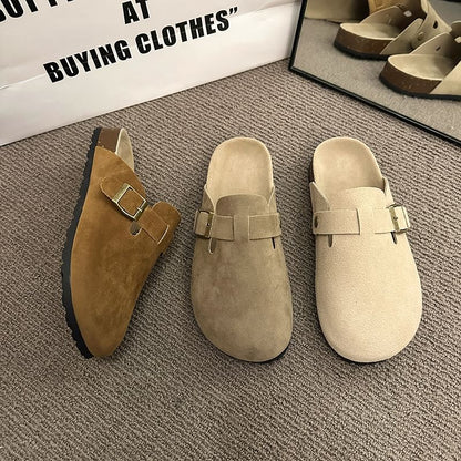 Plain Buckled Platform Mules