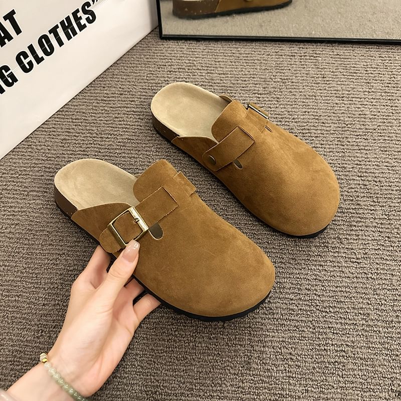Plain Buckled Platform Mules