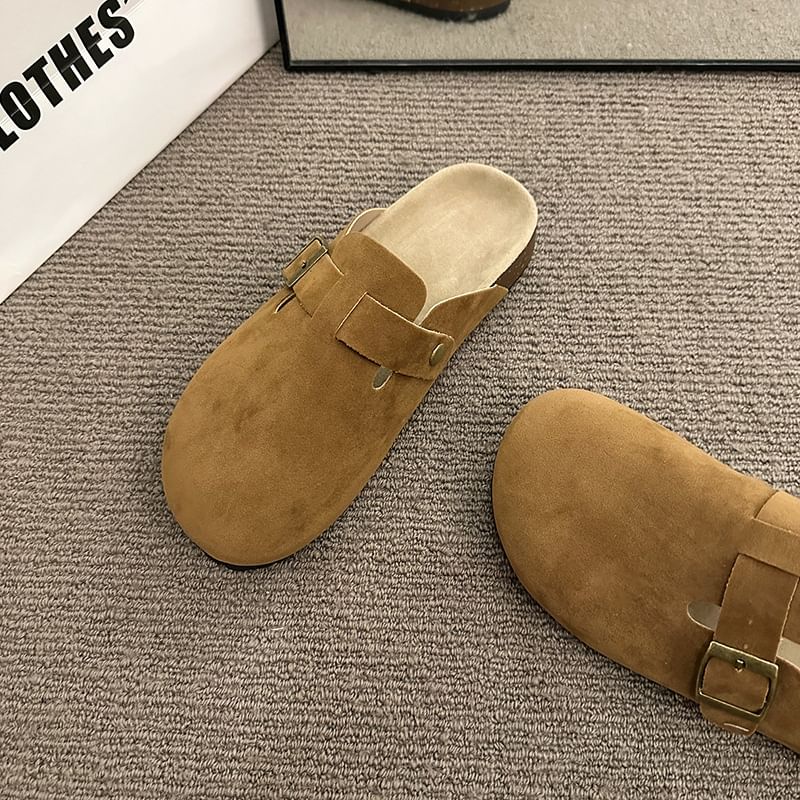 Plain Buckled Platform Mules