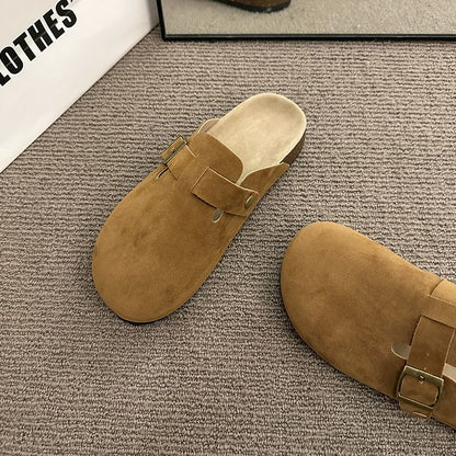 Plain Buckled Platform Mules