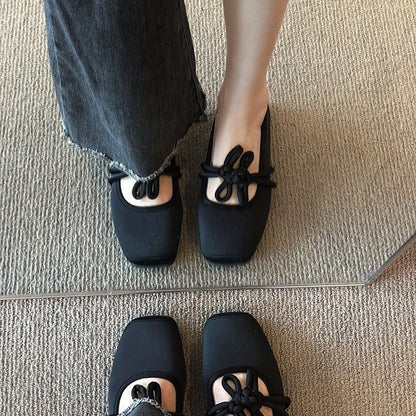 Frog Toe Square Jane Buttoned Flats Mary Plain