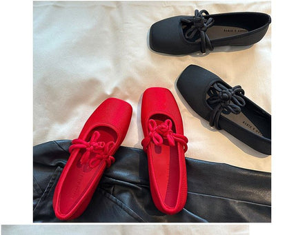 Frog Toe Square Jane Buttoned Flats Mary Plain