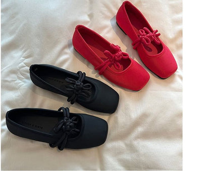 Frog Toe Square Jane Buttoned Flats Mary Plain