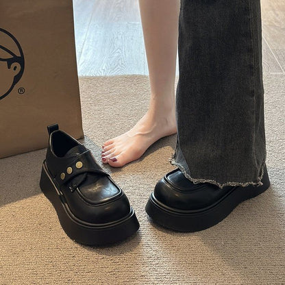 Shoes Strap Platform Leather Plain Faux Adhesive