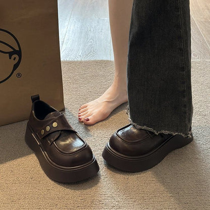 Shoes Strap Platform Leather Plain Faux Adhesive