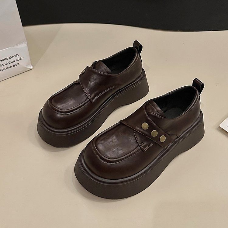 Shoes Strap Platform Leather Plain Faux Adhesive