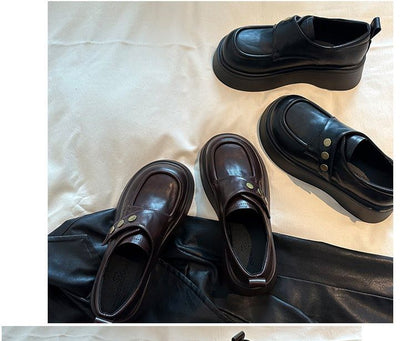 Shoes Strap Platform Leather Plain Faux Adhesive