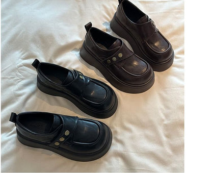 Shoes Strap Platform Leather Plain Faux Adhesive