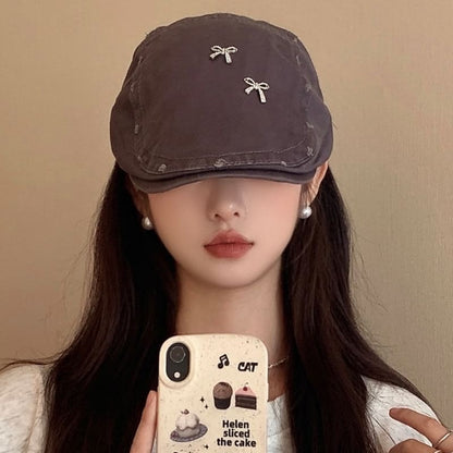 Flat Bow Plain Distressed Cap