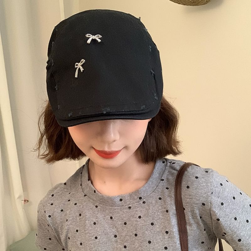 Flat Bow Plain Distressed Cap