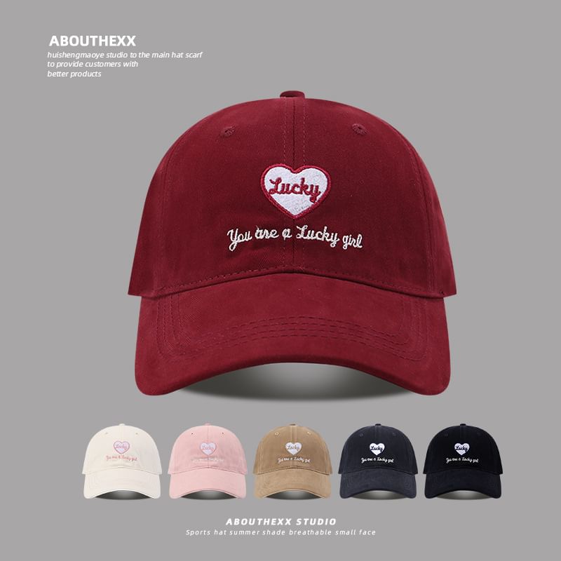 Cap Lettering Baseball Embroidered Heart