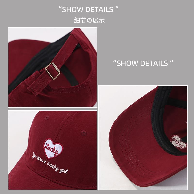 Cap Lettering Baseball Embroidered Heart