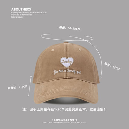 Cap Lettering Baseball Embroidered Heart