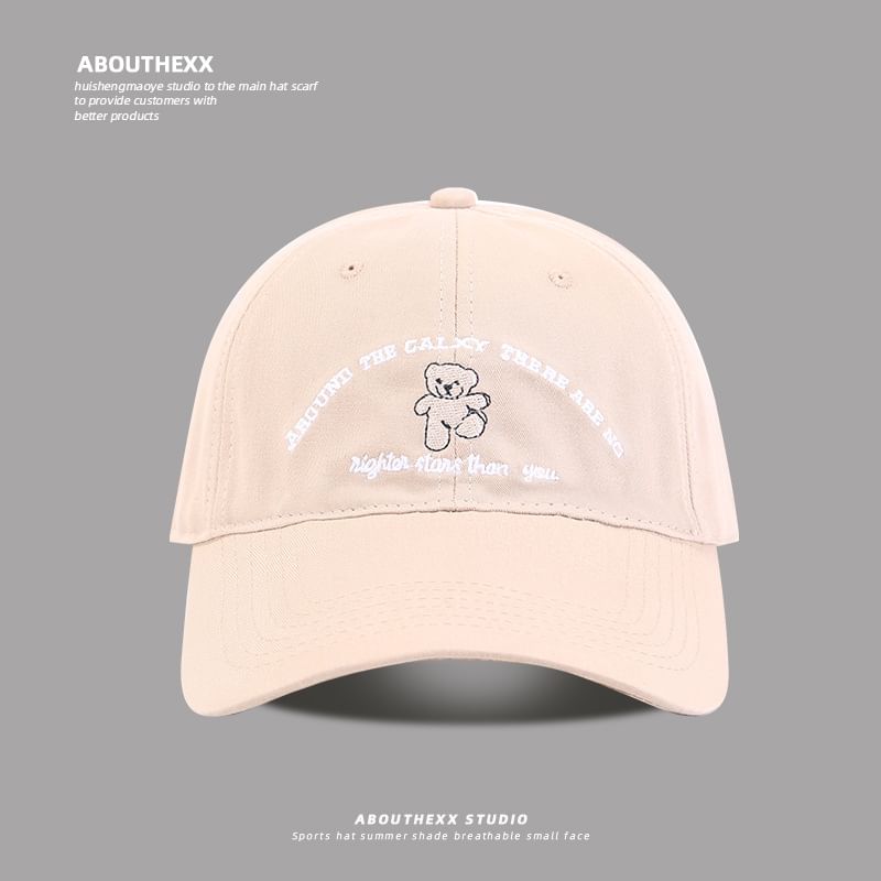 Lettering Bear Baseball Cap Embroidered