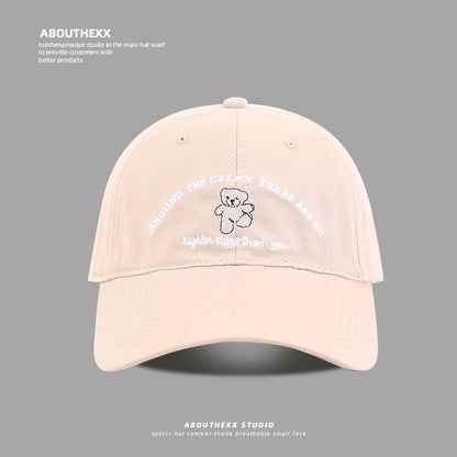 Lettering Bear Baseball Cap Embroidered