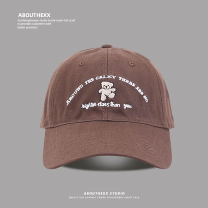 Lettering Bear Baseball Cap Embroidered