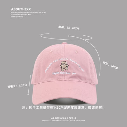 Lettering Bear Baseball Cap Embroidered