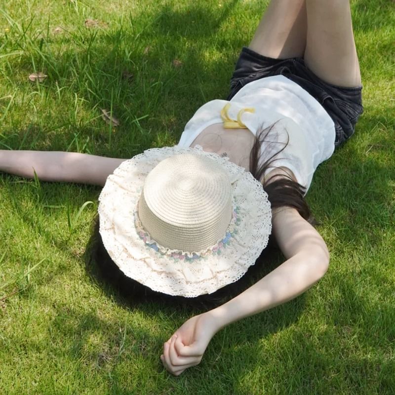 Floral Hat Ruffle Applique