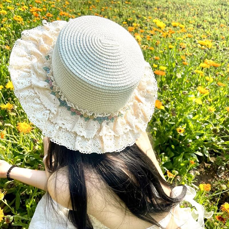 Floral Hat Ruffle Applique
