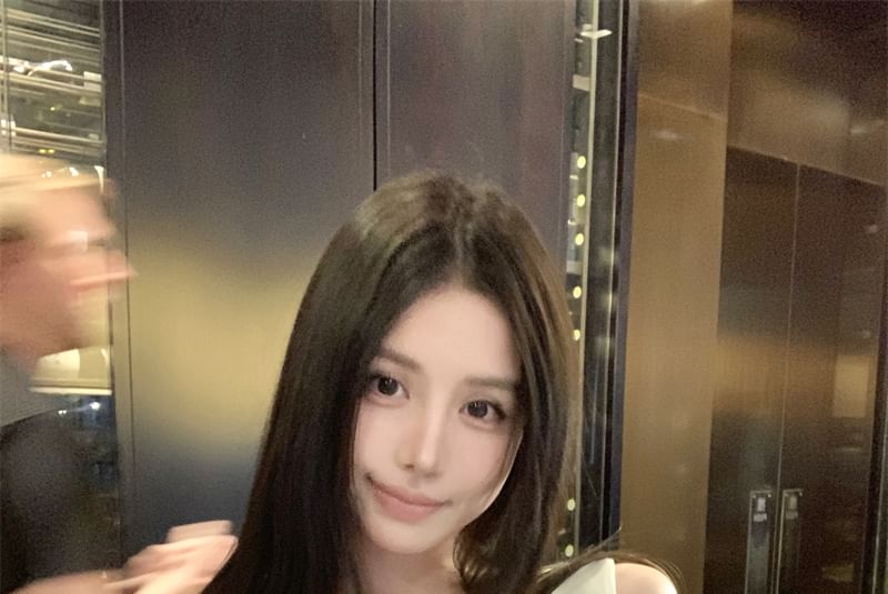 Fit Slim Tank Rhinestone Accent Top One-Shoulder Crop