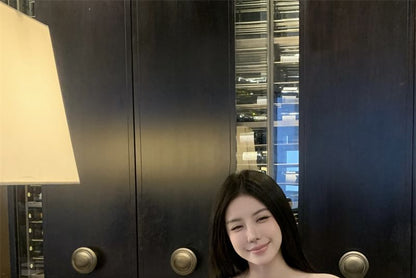 Fit Slim Tank Rhinestone Accent Top One-Shoulder Crop