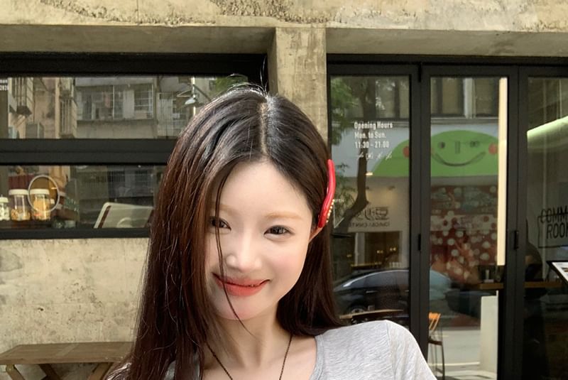 Short Sleeve Tee Plain Neck Henley