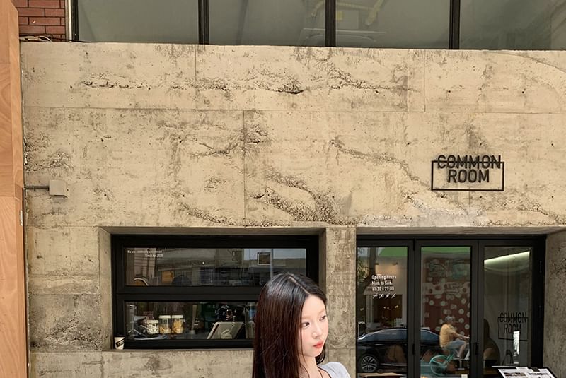 Short Sleeve Tee Plain Neck Henley