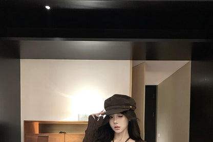 Ruffle Tie Butterfly Front Long Plain Dress / Top Print Sleeve Trim Midi Strapless V-Neck Bodycon