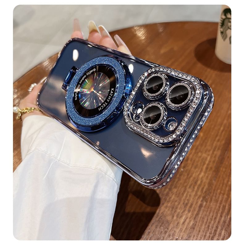 Case Magnetic Stand Rhinestone (Compatible MagSafe) with Transparent Phone
