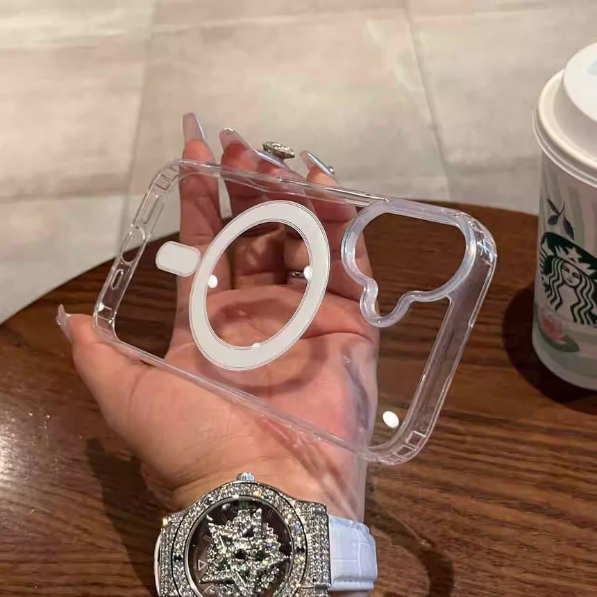 (Compatible Transparent Magnetic Case with Phone MagSafe)