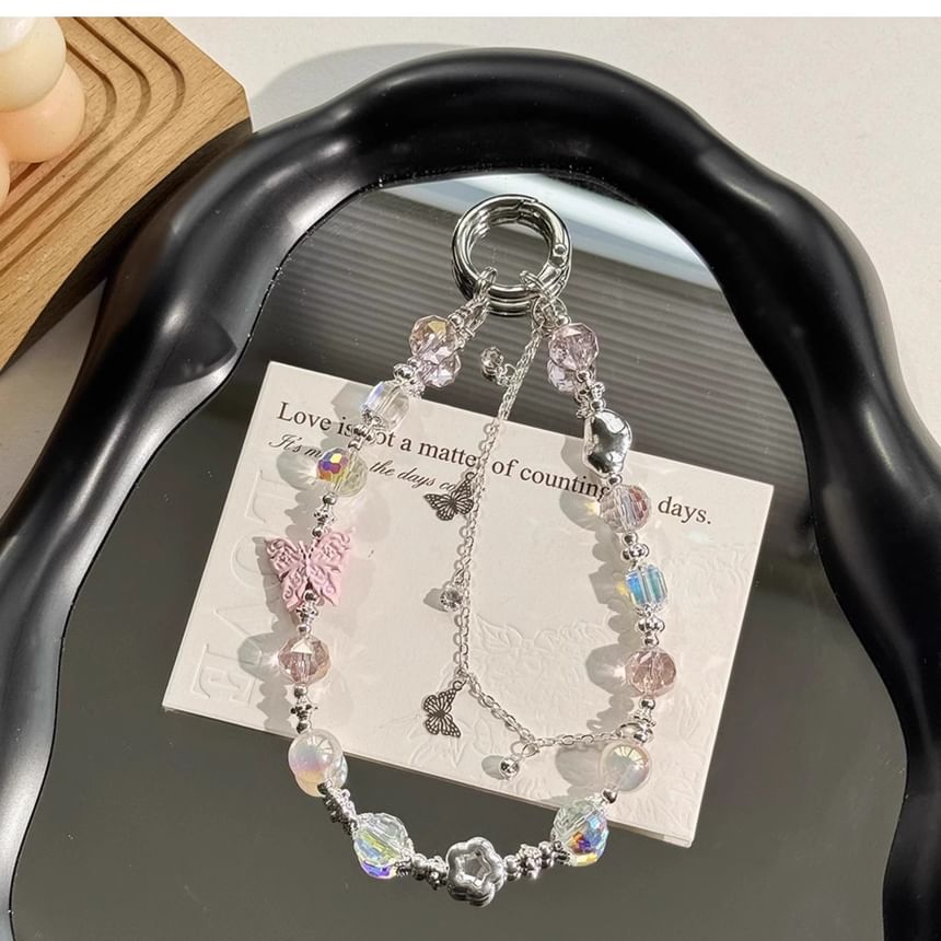 Strap Pearl Phone Butterfly Crystal Faux