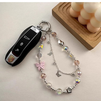 Strap Pearl Phone Butterfly Crystal Faux